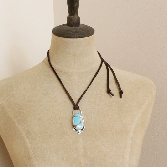 American Turquoise Adjustable Leather Necklace