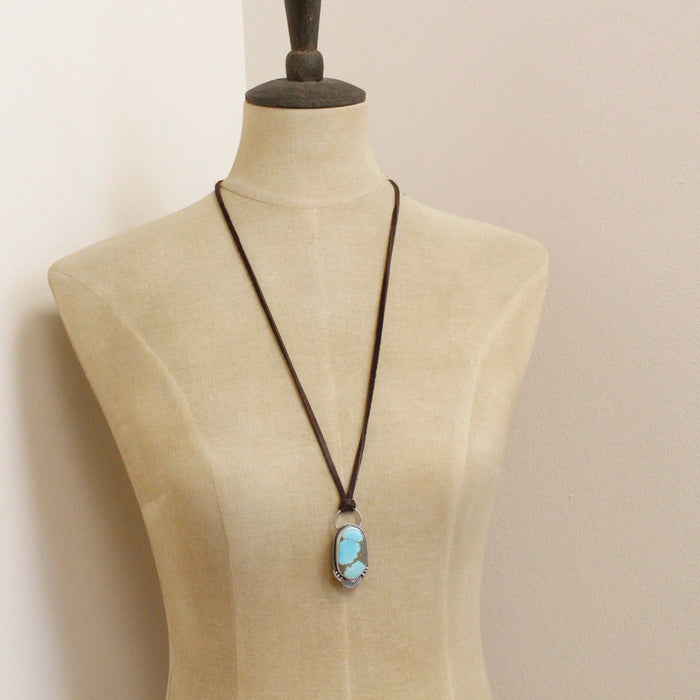 American Turquoise Adjustable Leather Necklace