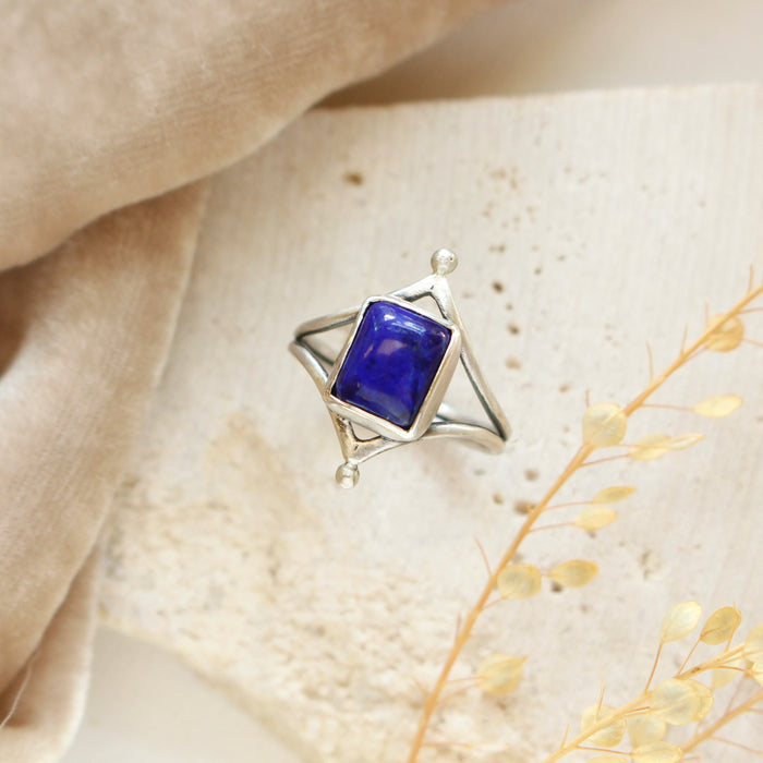 Lapis Double Points Ring