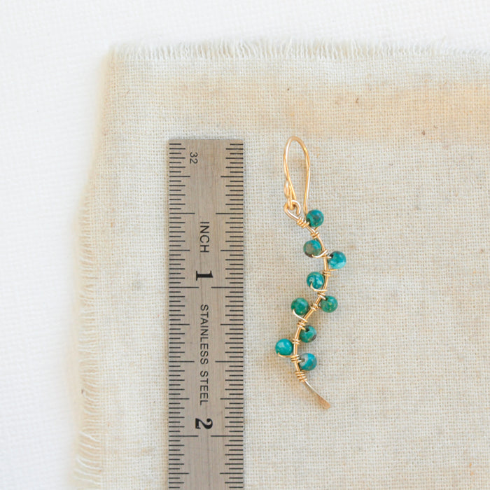 Turquoise Wrapped Gold Vine Earrings