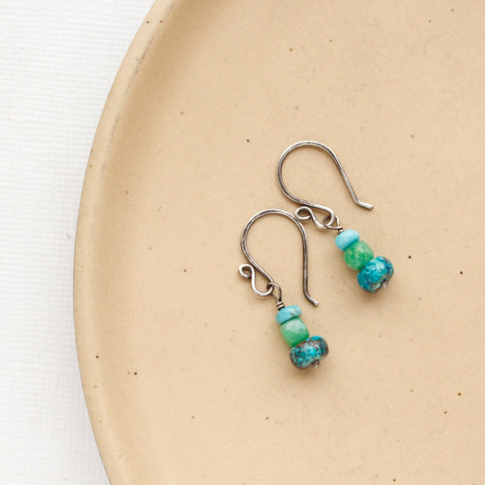 Stacked Turquoise & Chrysoprase Earrings