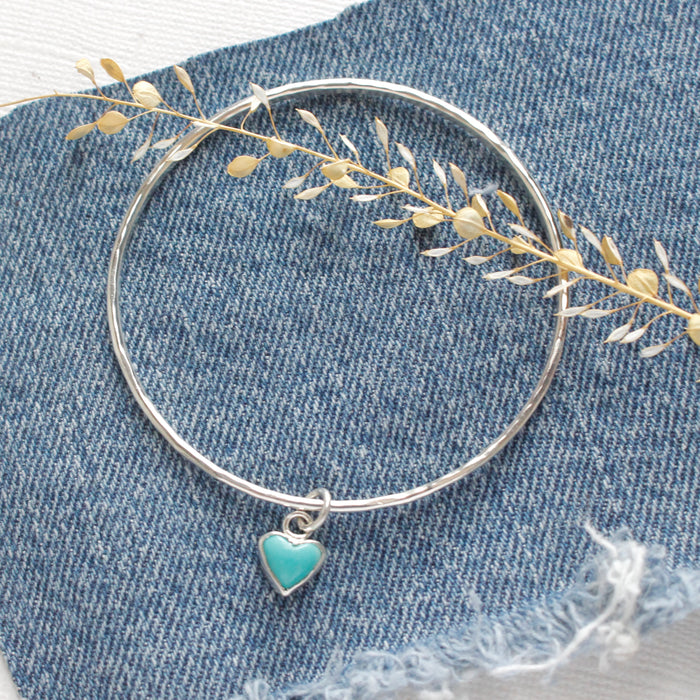 Be Mine Heart Silver Bangle