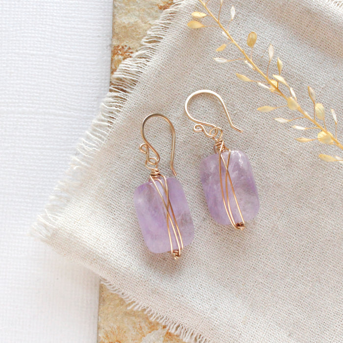 Wrapped Amethyst Earrings