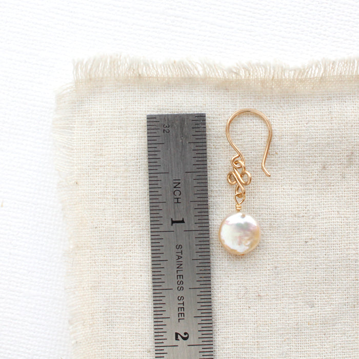 Gold Coin Pearl Earrings