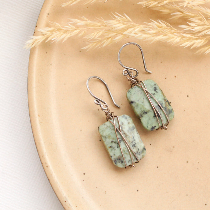 Wrapped African Jasper Earrings