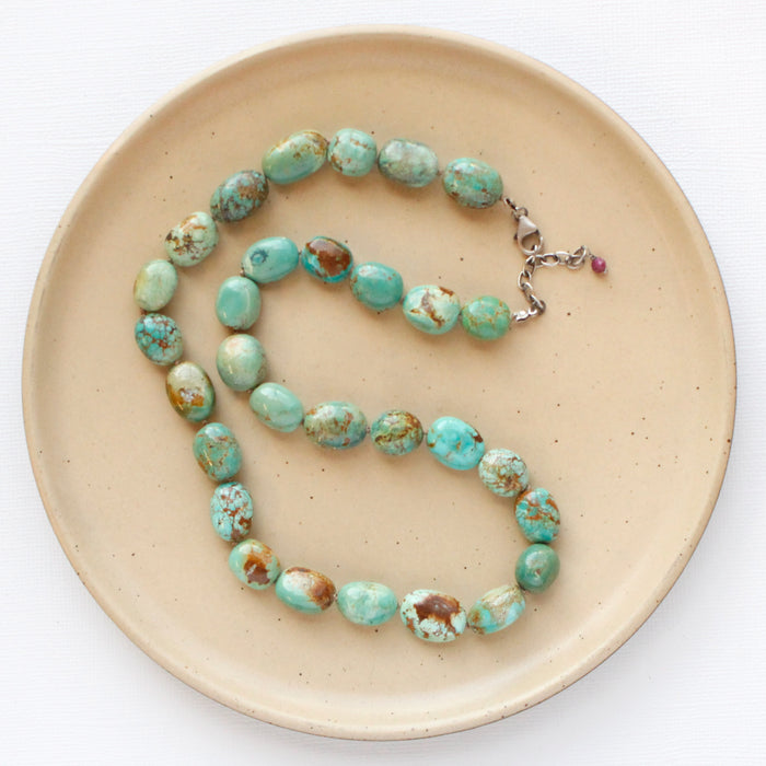 Knotted Rustic Turquoise Necklace