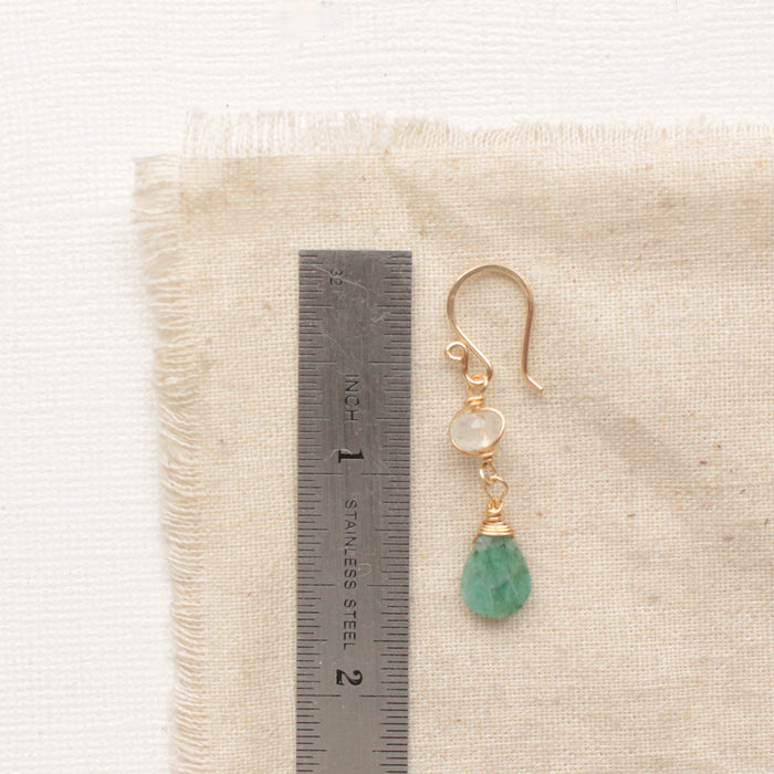 Moonstone & Emerald Earrings