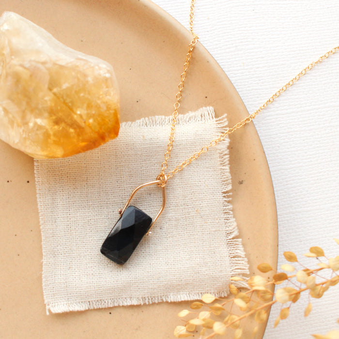 Pinned Onyx Gold Necklace