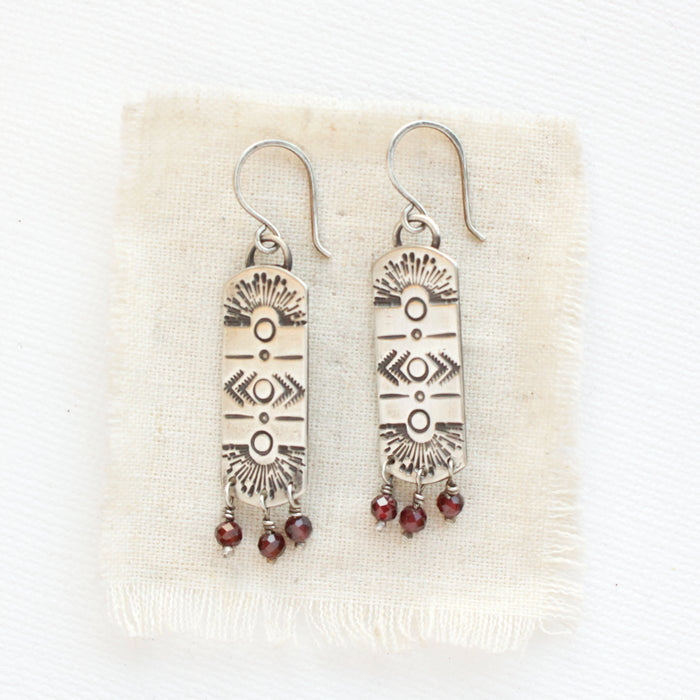 Garnet Celestial Bar Earrings