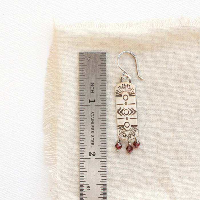 Garnet Celestial Bar Earrings