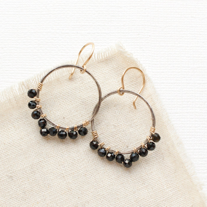 Black Tourmaline Hoop Earrings