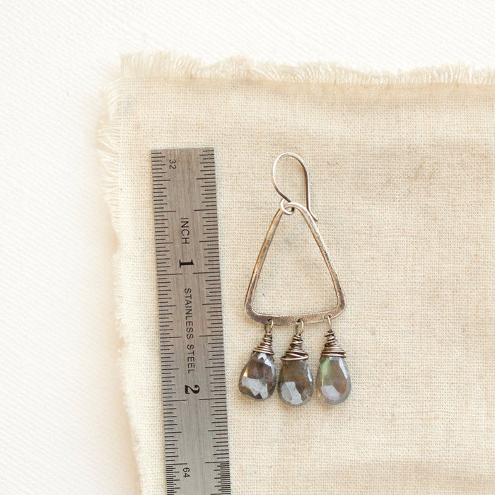 Labradorite Trio Triangle Hoop Earrings