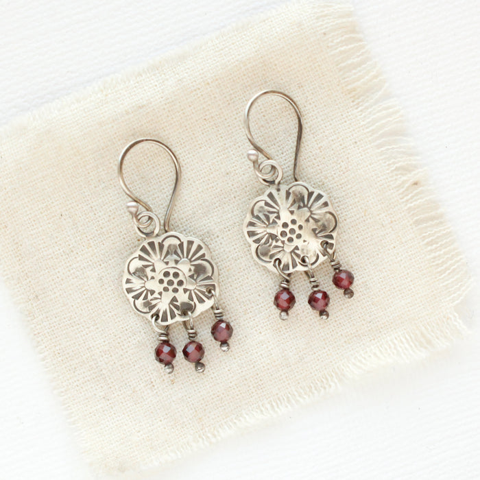 Scalloped Garnet Earrings