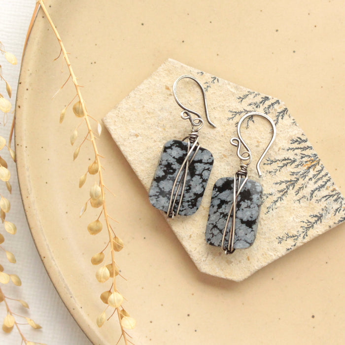 Snowflake Obsidian Earrings