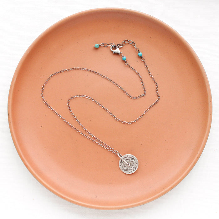 Pinned Columbine Disc Necklace