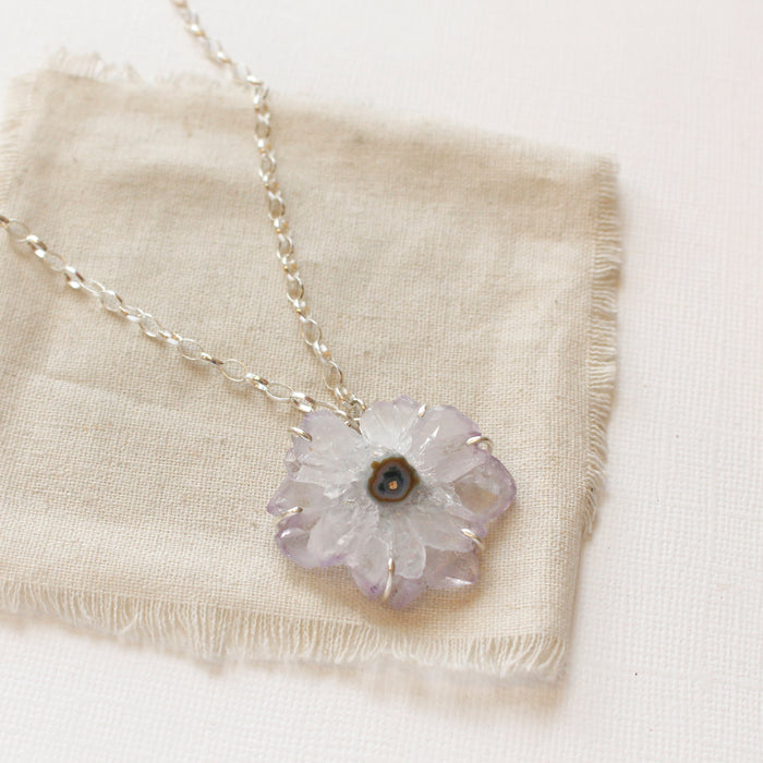 Amethyst Stalactite Flower Necklace