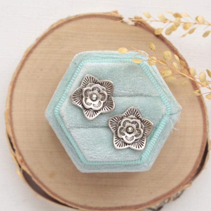 Layered Cactus Flower Chunky Post Earrings