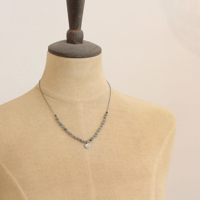 Knotted Silvery Blue Zircon Roma Necklace