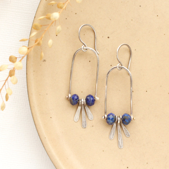 Pinned Lapis Arch Earrings