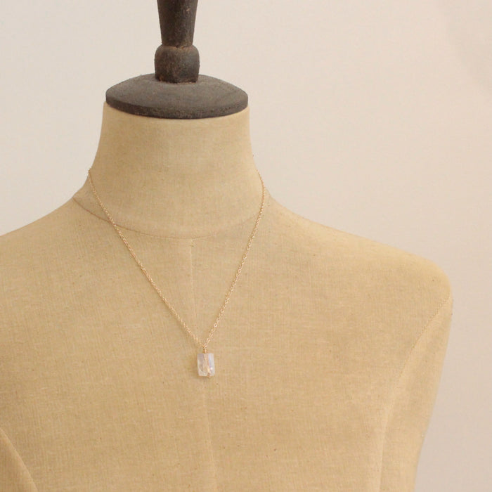 Rainbow Moonstone Gold Necklace