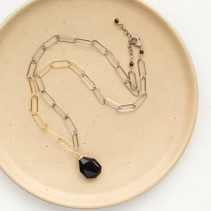 Mixed Metal Onyx Necklace