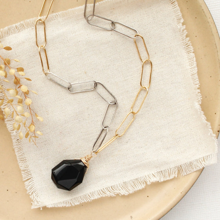 Mixed Metal Onyx Necklace