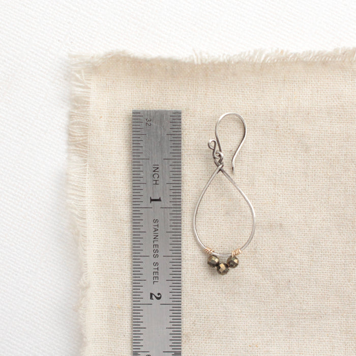 Pyrite Wrapped Teardrop Hoop Earrings