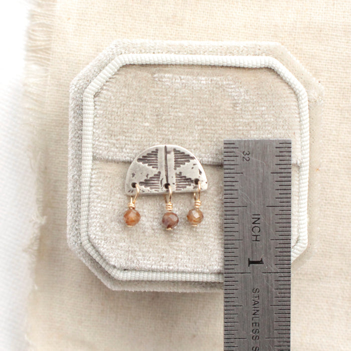Pakal Arch Mixed Metal Brown Zircon Post Earrings