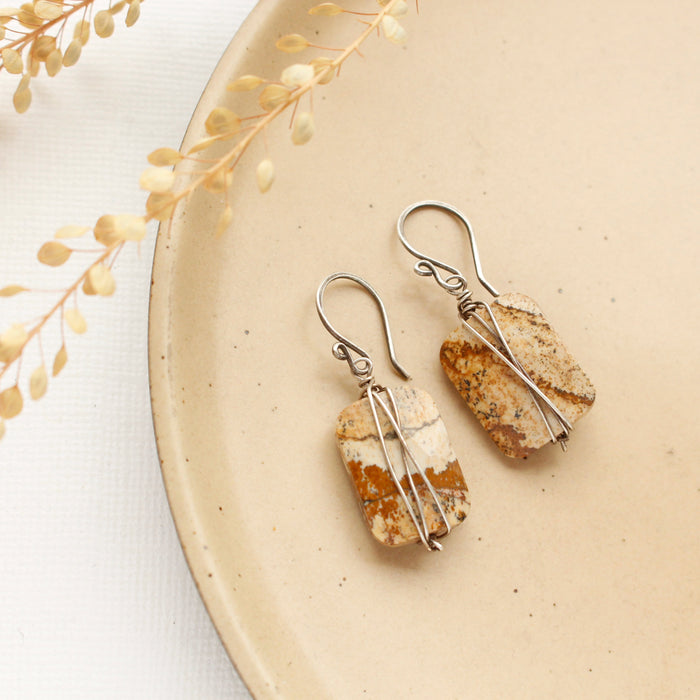 Wrapped Picture Jasper Earrings