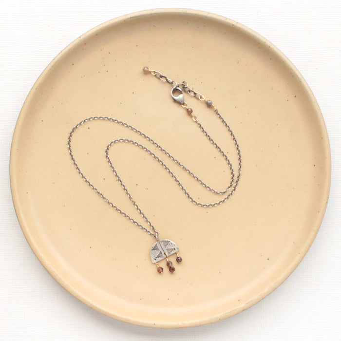 Pakal Arch Mixed Metal Brown Zircon Necklace