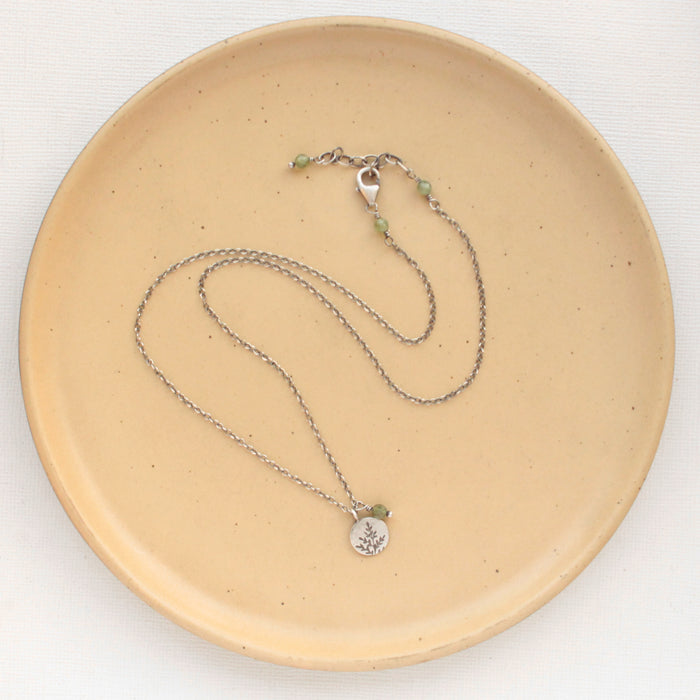 Mini Sprout & Green Kyanite Charm Necklace