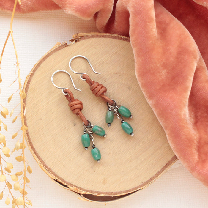 Turquoise Trio Leather Earrings