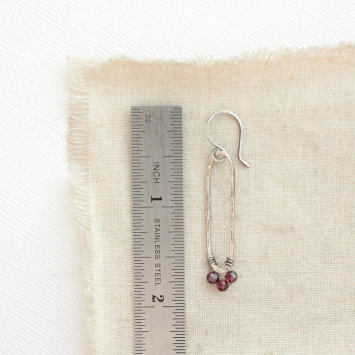 Garnet Forged Long Hoop Earrings