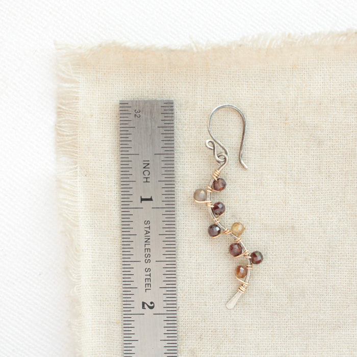 Brown Zircon Wrapped Mixed Metal Vine Earrings