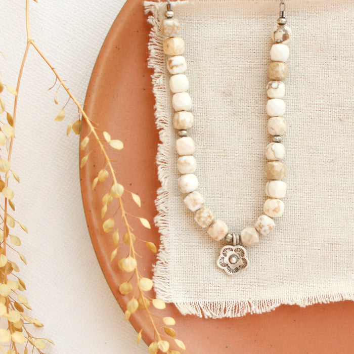 Mini Cactus Flower Magnesite Necklace