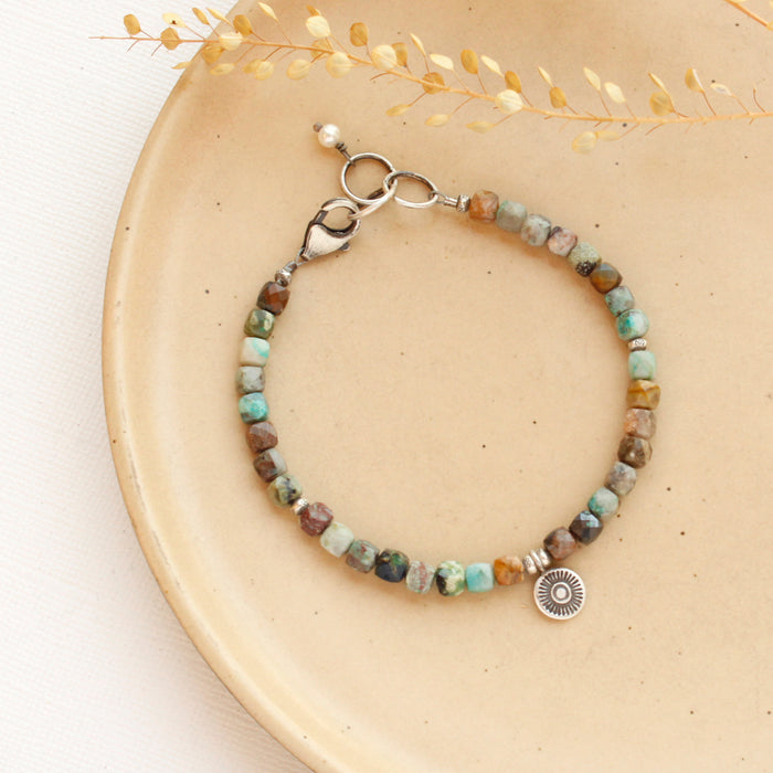 Talara Sun Chrysocolla Cube Bracelet