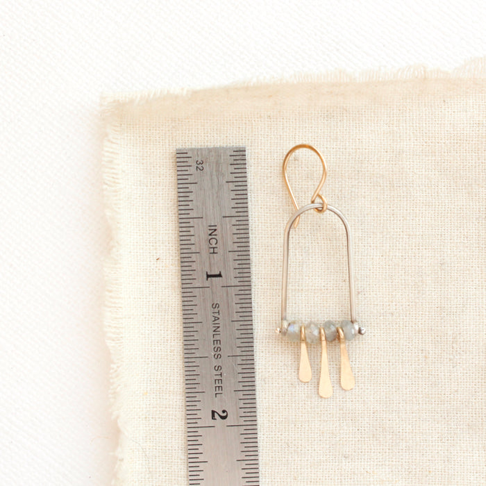 Pinned Labradorite Mixed Metal Arch Earrings