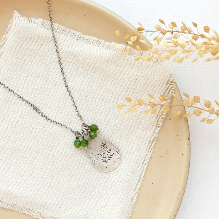 Sprout Teardrop & Chrome Diopside Cluster Necklace