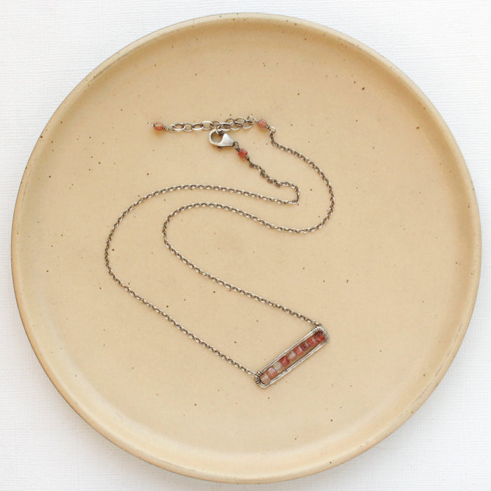 Andesine Beaded Bar Necklace