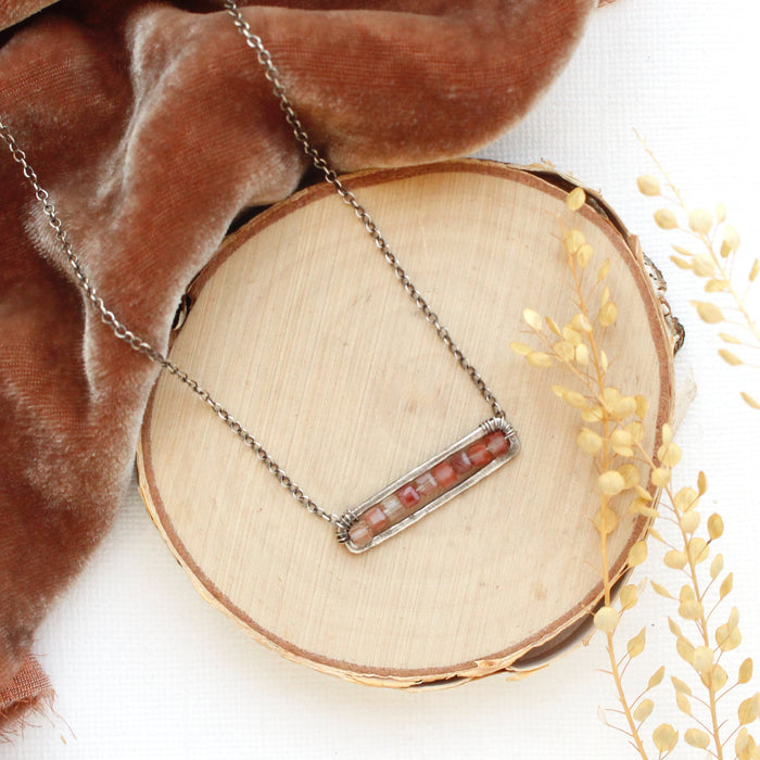 Andesine Beaded Bar Necklace