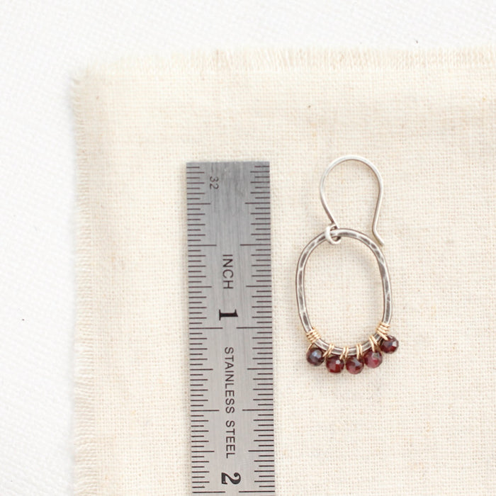 Garnet Wrapped Mixed Metal Oval Earrings