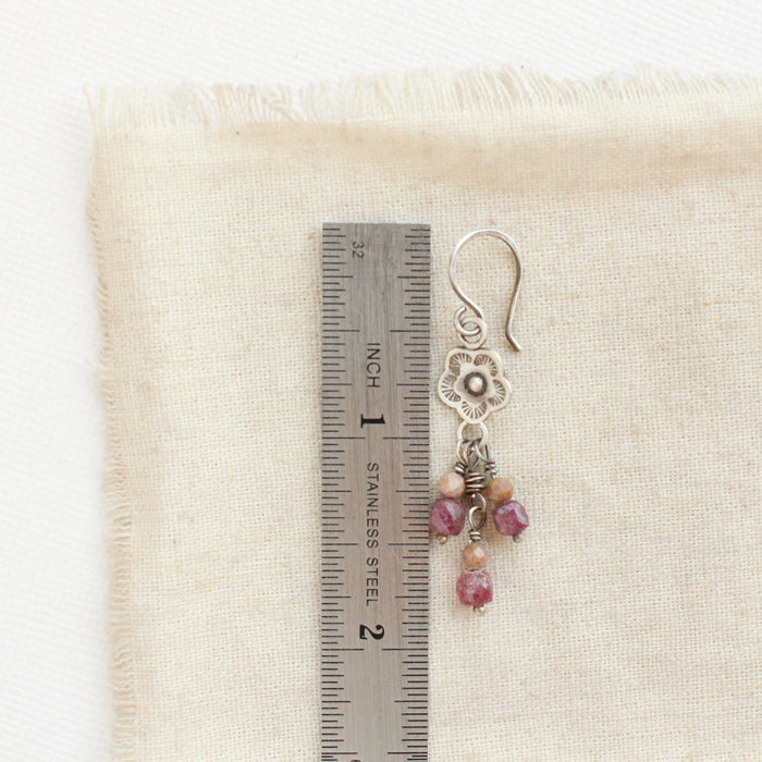 Violet Mini Cactus Flower Dangle Earrings