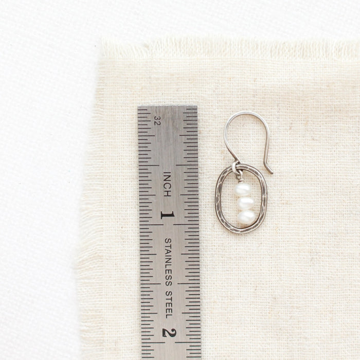Stacked Pearl Mini Hoop Earrings