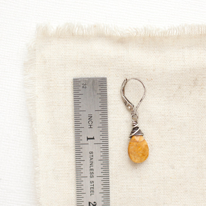 Yellow Feather Jasper Drop Earrings