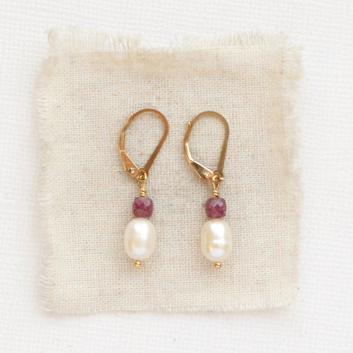 Ruby & Pearl Earrings