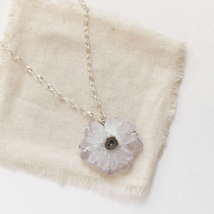 Amethyst Stalactite Flower Necklace