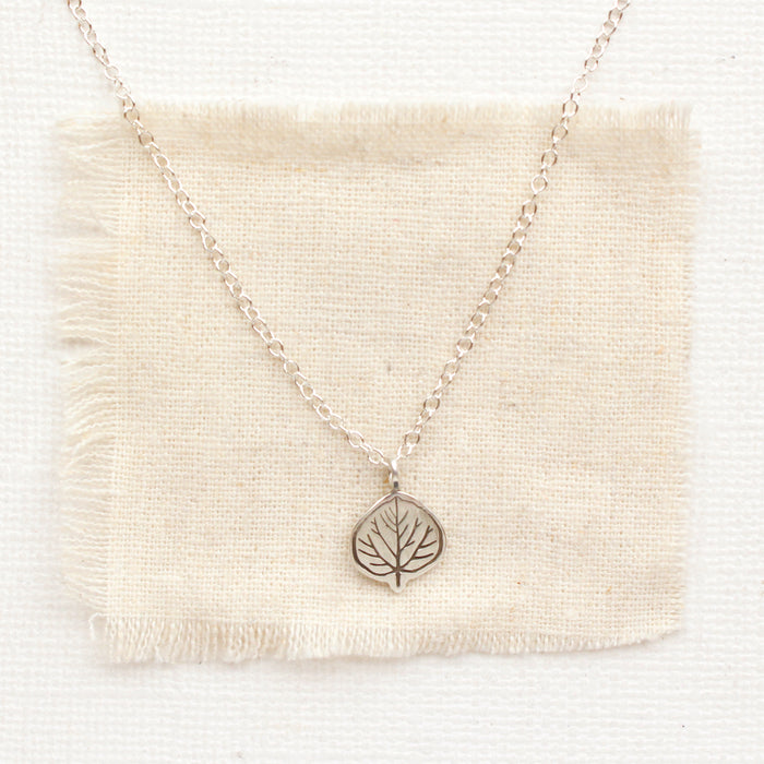 Aspen Leaf Silver Charm Neckace