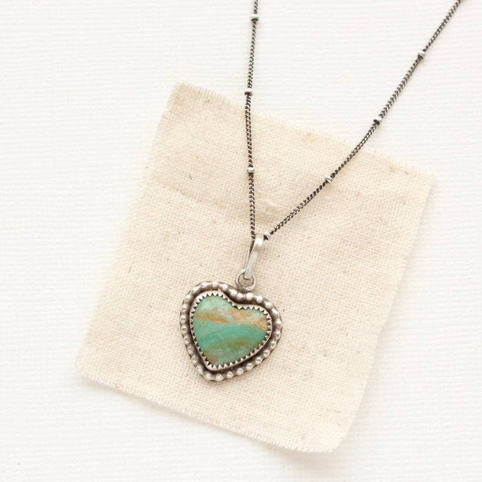 Green Turquoise Framed Heart Necklace