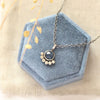 A close up view of the beaded sapphire necklace