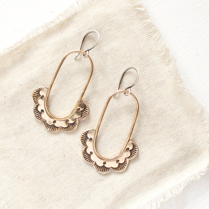 Bronze Columbine Hoop Earrings